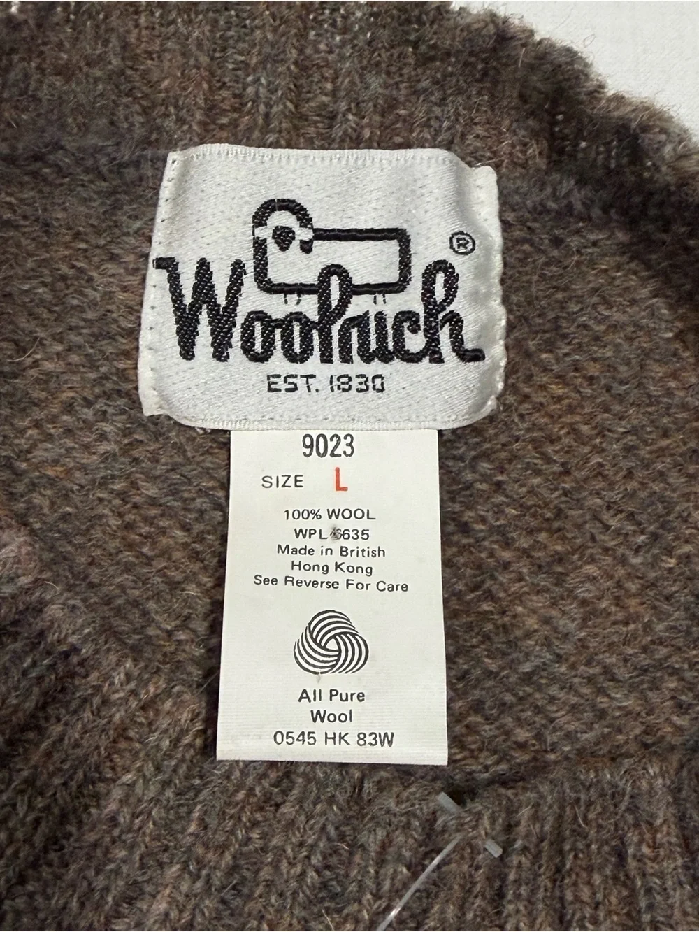 Rare NWT Vintage 1980s Woolrich 100% Shetland Wool Sweater Mens L Taupe Stripe